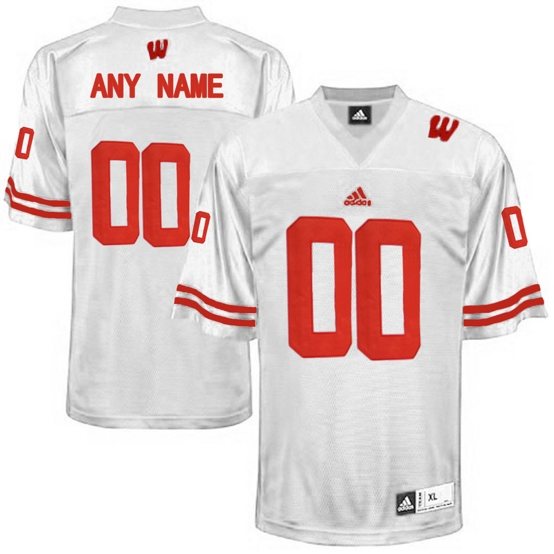 Men Wisconsin Badgers Customized College Football Jersey White